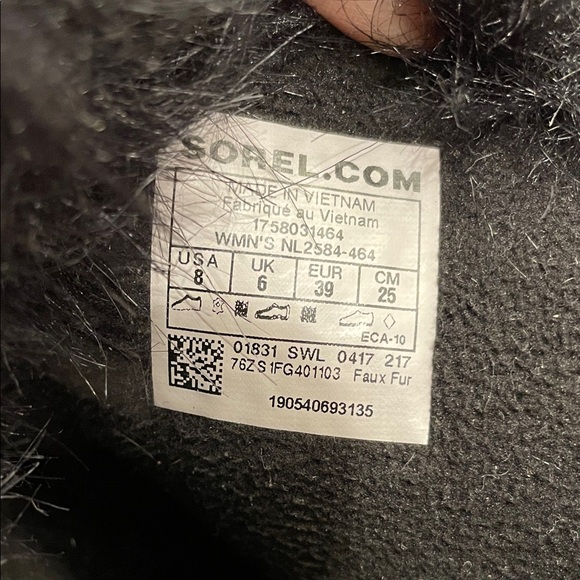 Sorel Navy Blue Black Faux Fur Lace Up Winter Boots Tan Laces Size 8 Waterproof - Picture 13 of 16